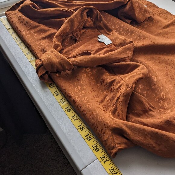 LOFT Women's long sleeve blouse with decorative tie, leopard embossed fabric - Picture 5 of 10